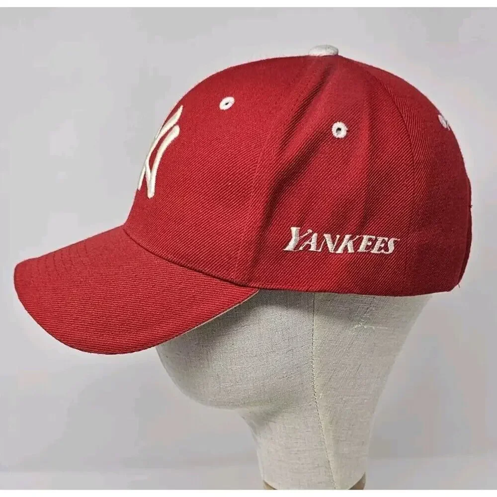 VTG New York Yankees Hat Cap Fitted Baseball Red Wool Blend Embroidery MLB OS
